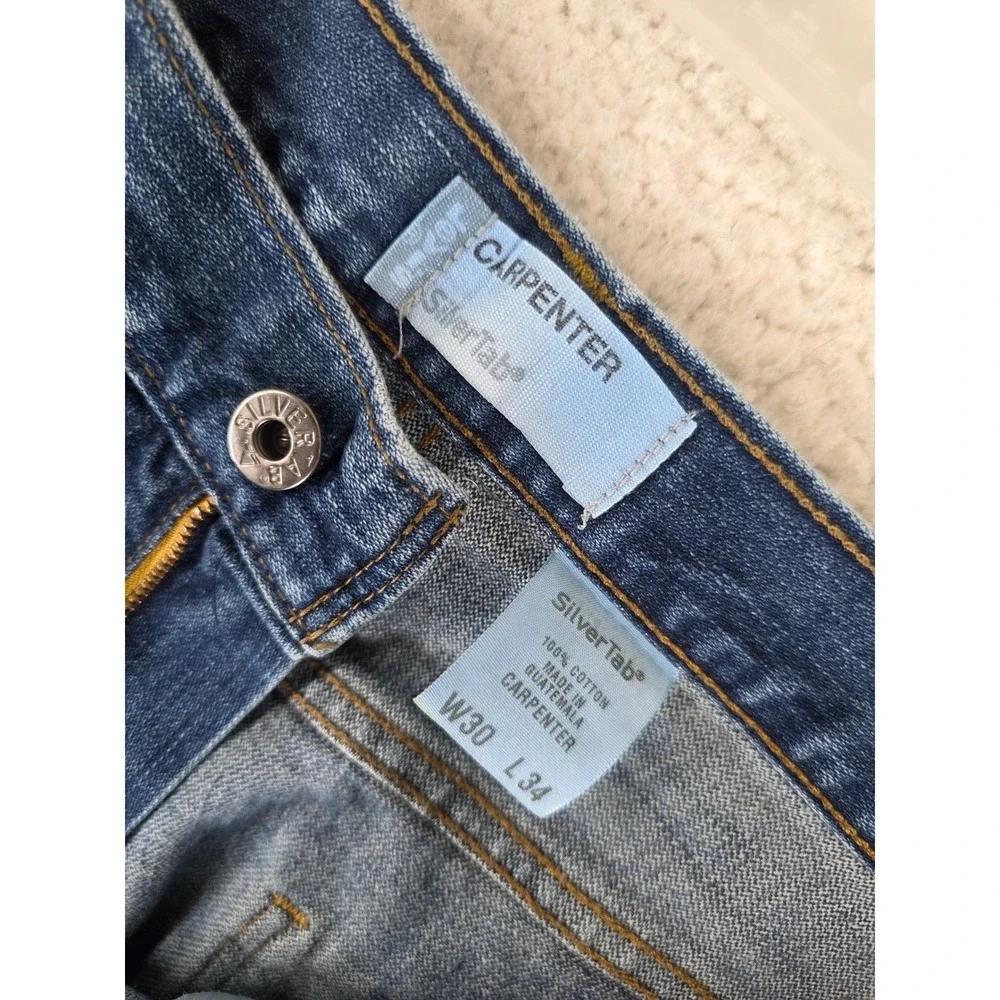 Levis SilverTab Carpenter Jeans Mens 30 Blue Denim Loose Distressed Destroyed